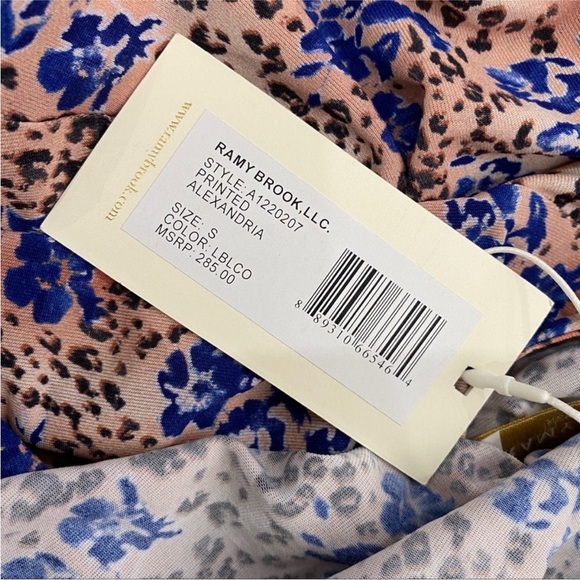 Ramy Brook boho Tan & Blue Leopard Print Peplum blouse NWT - Picture 10 of 10